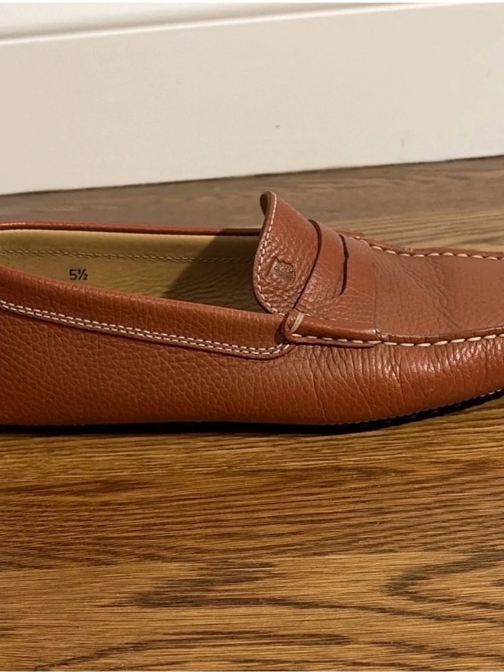 Tod's Tan Pebbled Leather Penny Loafers for Men
